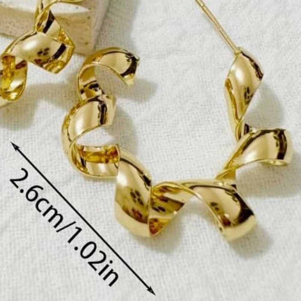 NEW 14K Gold Plated Trendy Gold Open Hoop Earrings - Picture 2 of 6